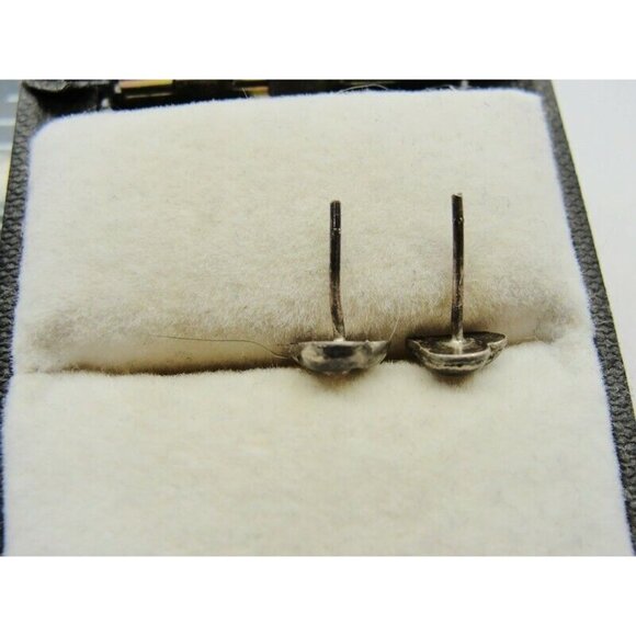 VTG 925 Sterling Silver Heart Rhinestone Post Earrings - Picture 5 of 7